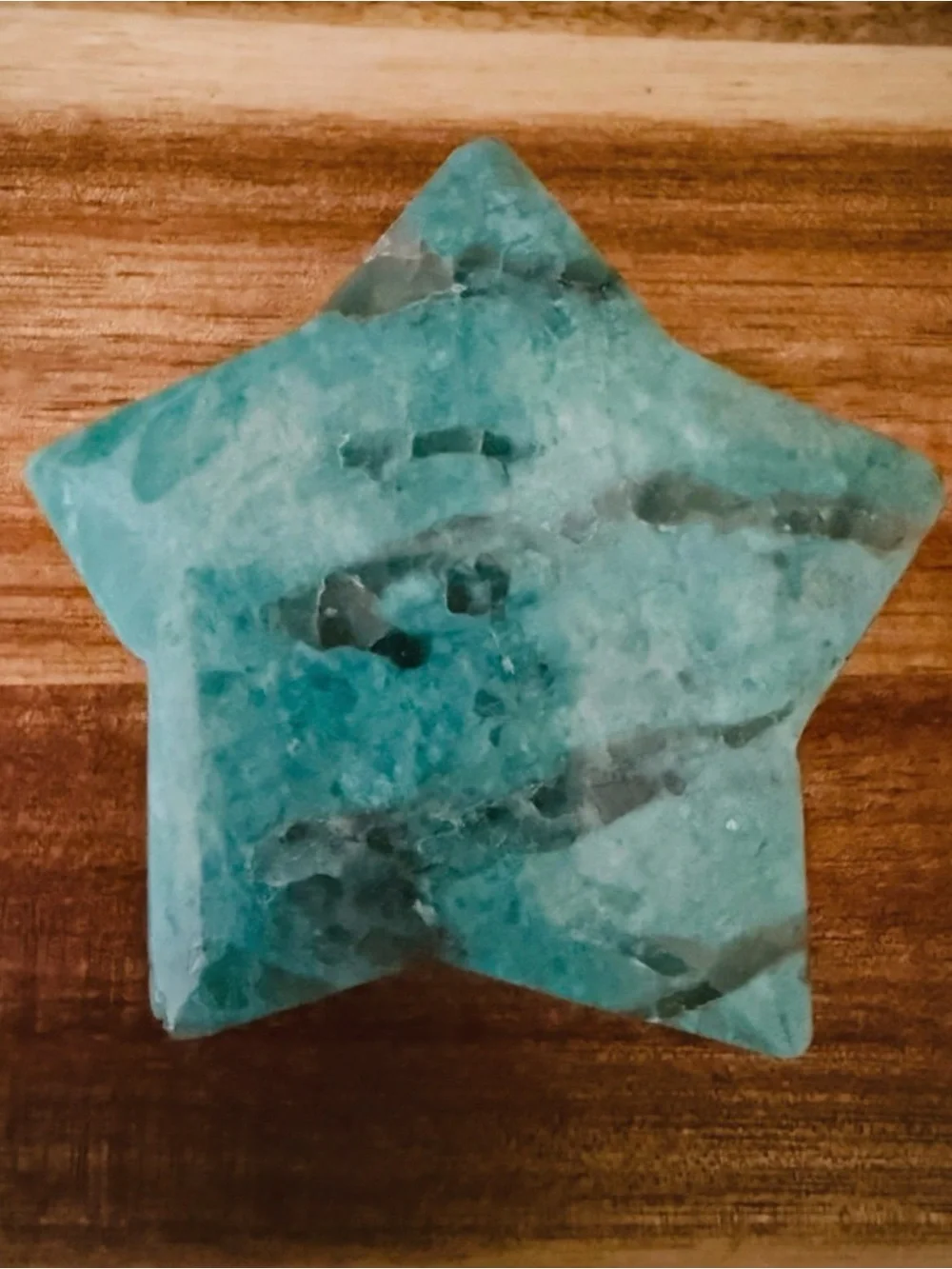 Amazonite Star Palm Stone Natural Teal Feldspar Star Carving for Harmony & Truth